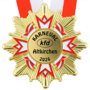 Karnevalsorden 0079 inkl. Emblem & Band – rot-weiß